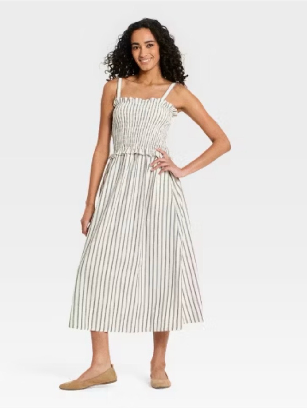 Women’s Sleeveless Women Maxi Sundress- Universal Thread” Cream Striped M